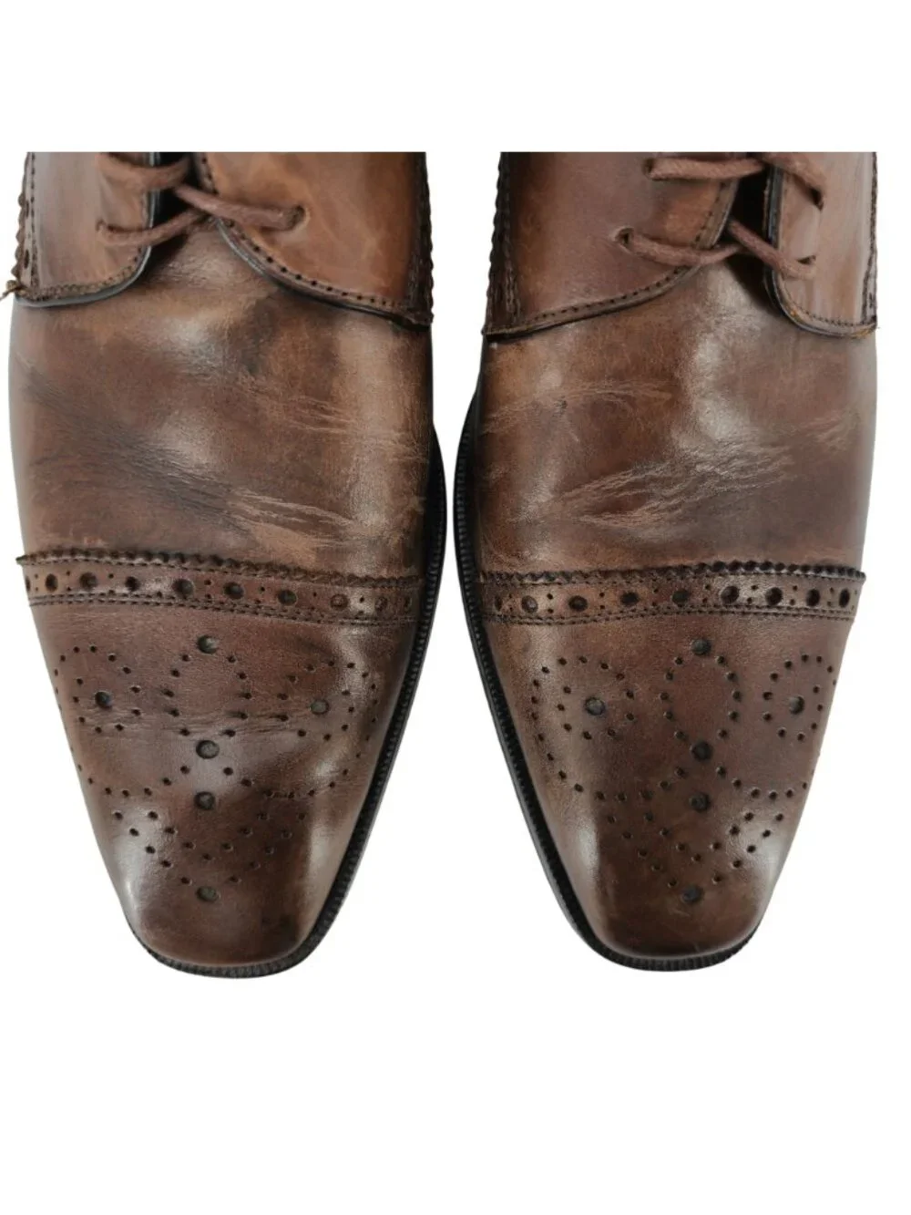 Italy Mercanti Fiorentini Mens Size 9M Distressed Brown Leather Dress Shoes